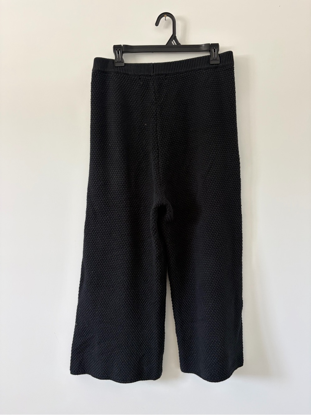 Free People Beach Hailee Black Waffle Knit Wide Leg Cropped Lounge Pants M - Picture 4 of 9